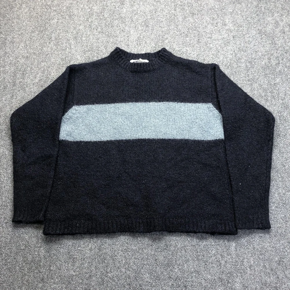 Vintage Old Navy Sweater Mens Large Blue Stripe Crewneck Wool Blend Pullover
